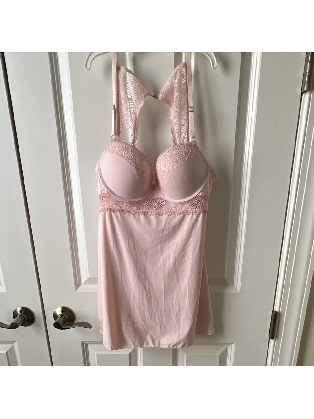 Cami Andi Pink Underwire Delicate Lace-Trim Pink Chemise